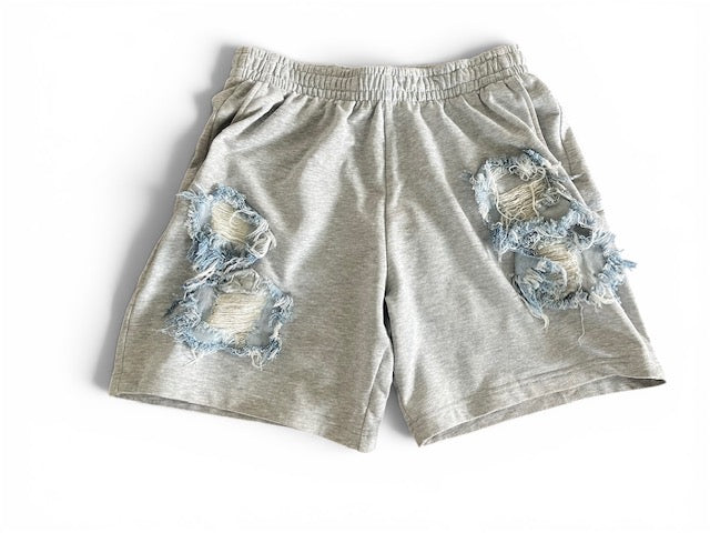 Grey and Denim Sweat Shorts