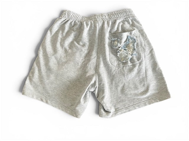 Grey and Denim Sweat Shorts