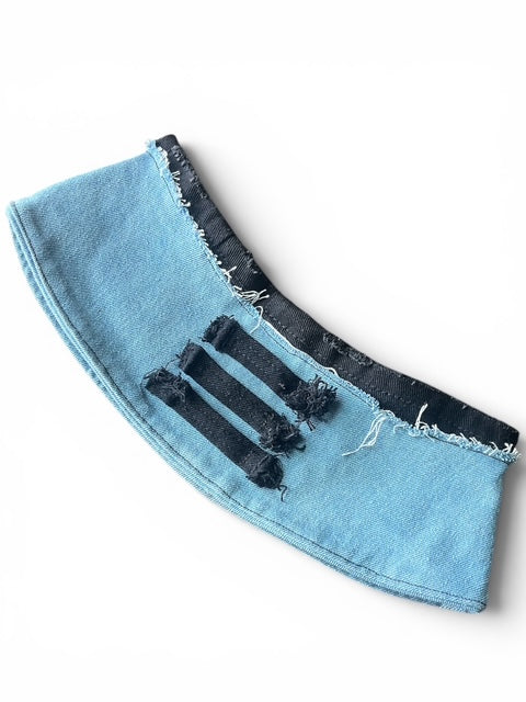 Black and Blue Denim Open Top Bucket Hat