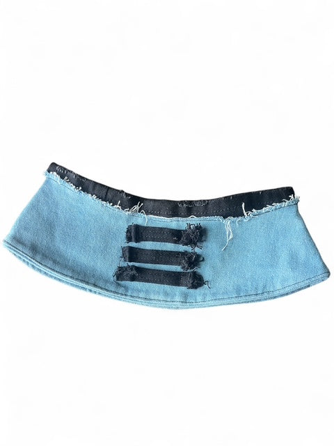 Black and Blue Denim Open Top Bucket Hat